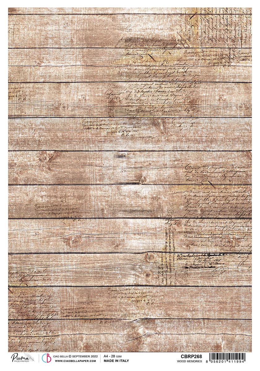 Rice Paper A4 Piuma Wood Memories - 5 Sheets-1