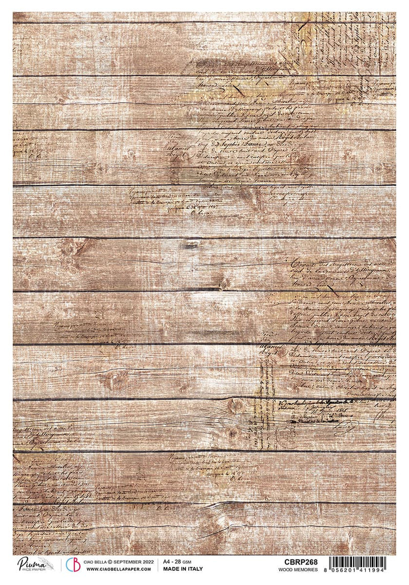 Rice Paper A4 Piuma Wood Memories - 5 Sheets-1