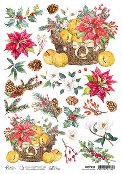Rice Paper A4 Piuma Holly and Apples - 5 Sheets-1