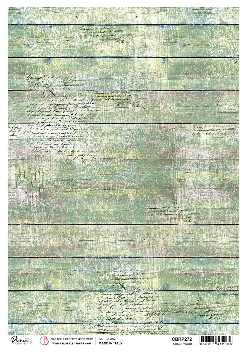 Rice Paper A4 Piuma Green wood - 5 Sheets-1