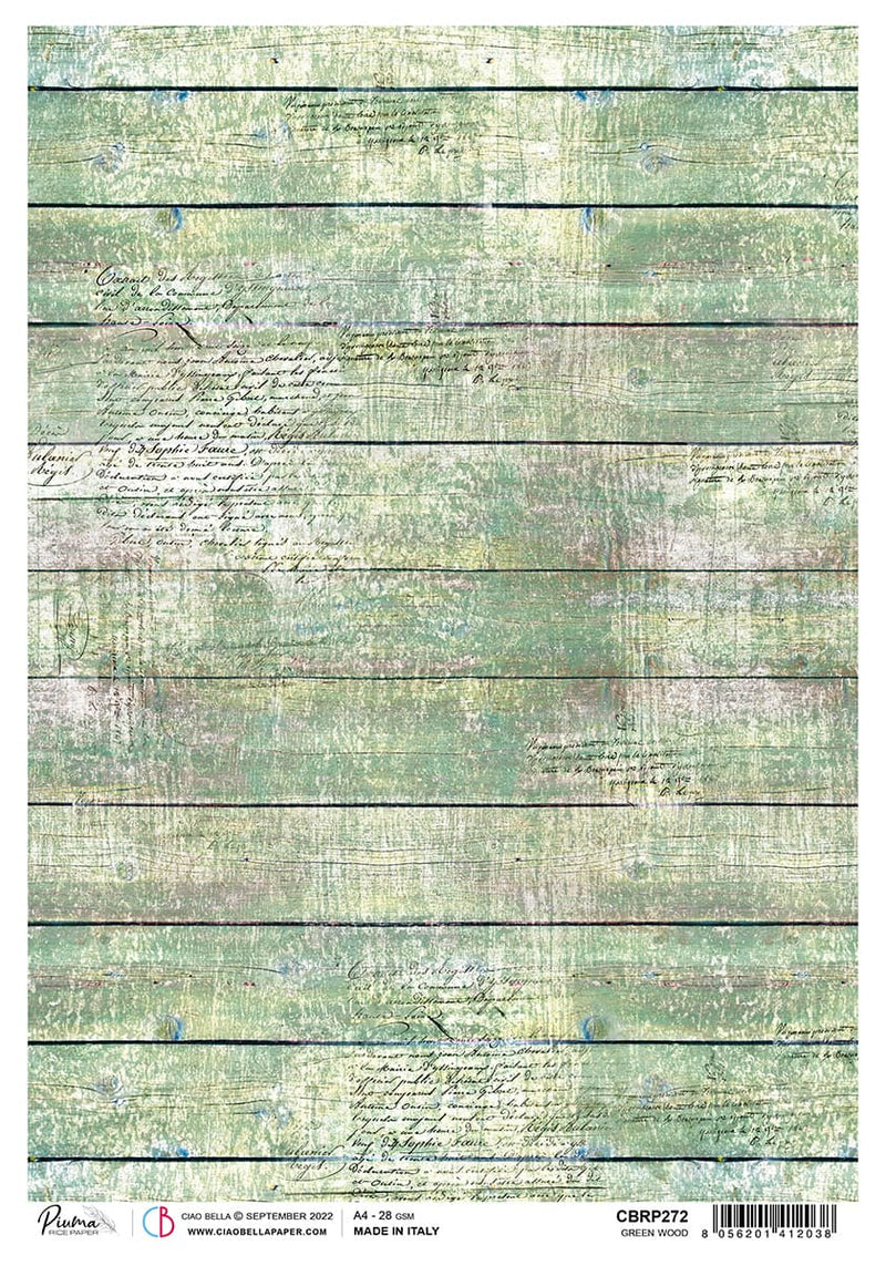 Rice Paper A4 Piuma Green wood - 5 Sheets-1