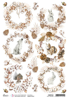 Rice Paper A4 Piuma White garlands - 5 Sheets-1