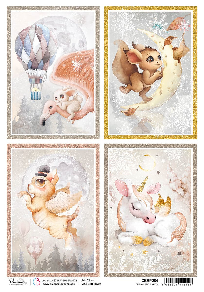 Rice Paper A4 Piuma Dreamland Cards - 5 Sheets-1