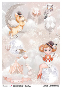 Rice Paper A4 Piuma On the moon - 5 Sheets-1