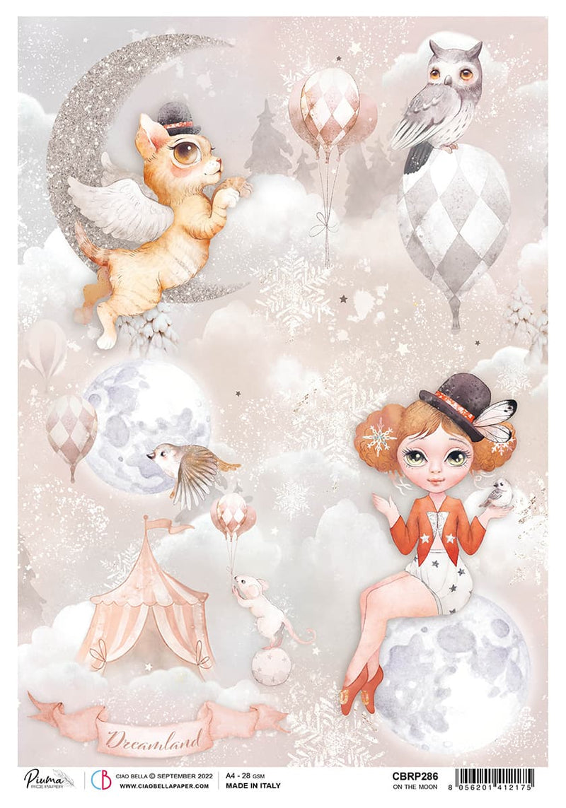 Rice Paper A4 Piuma On the moon - 5 Sheets-1