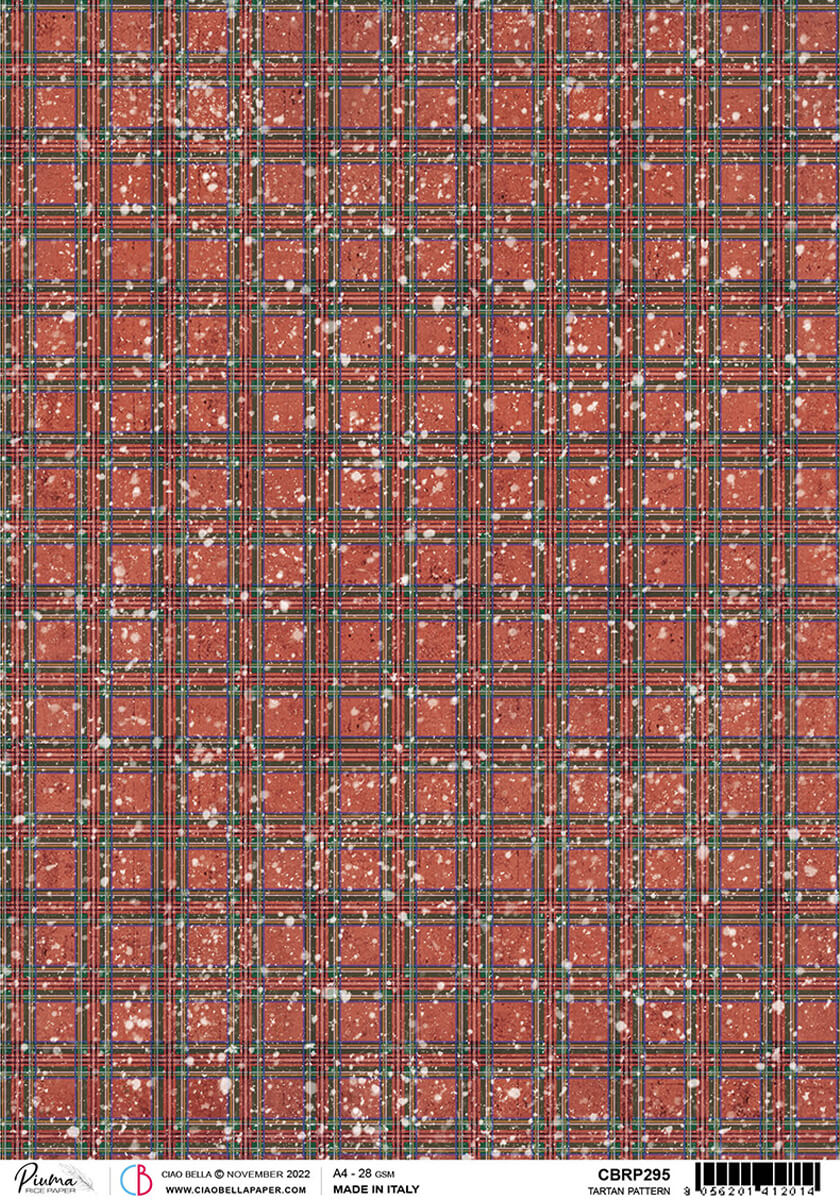 Rice Paper A4  Piuma Tartan Pattern - 5 Sheets-1