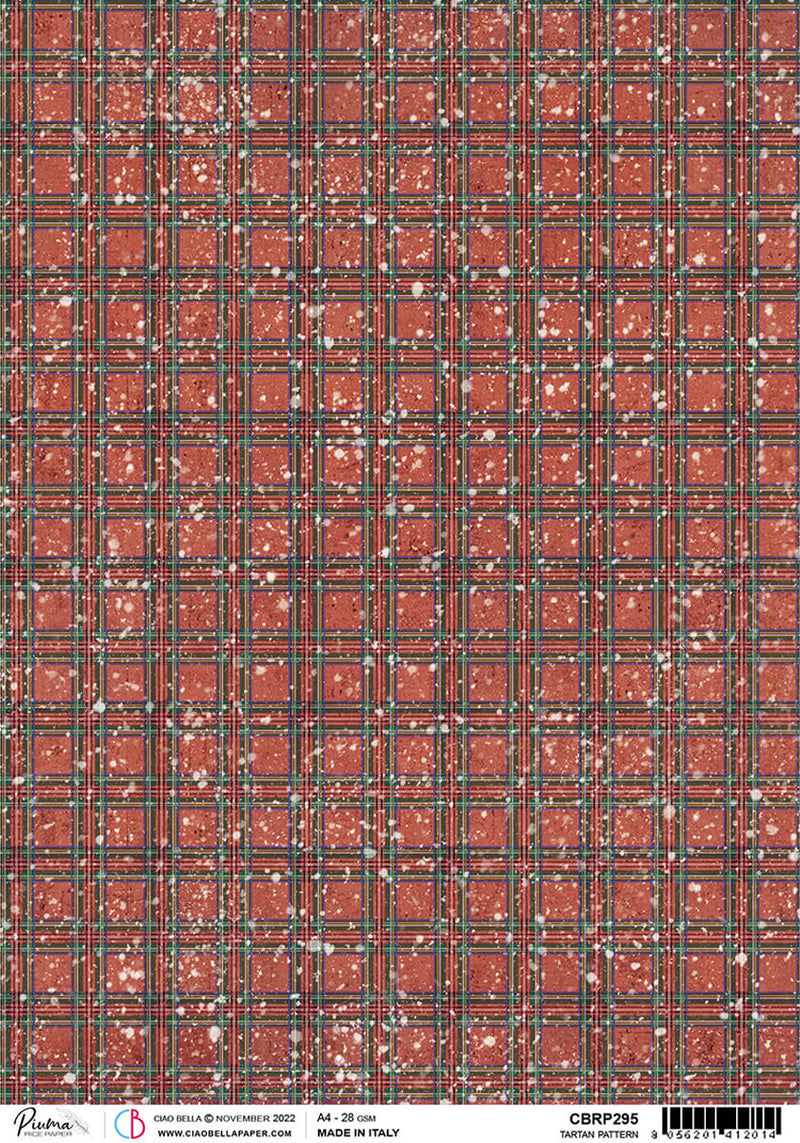 Rice Paper A4  Piuma Tartan Pattern - 5 Sheets-1