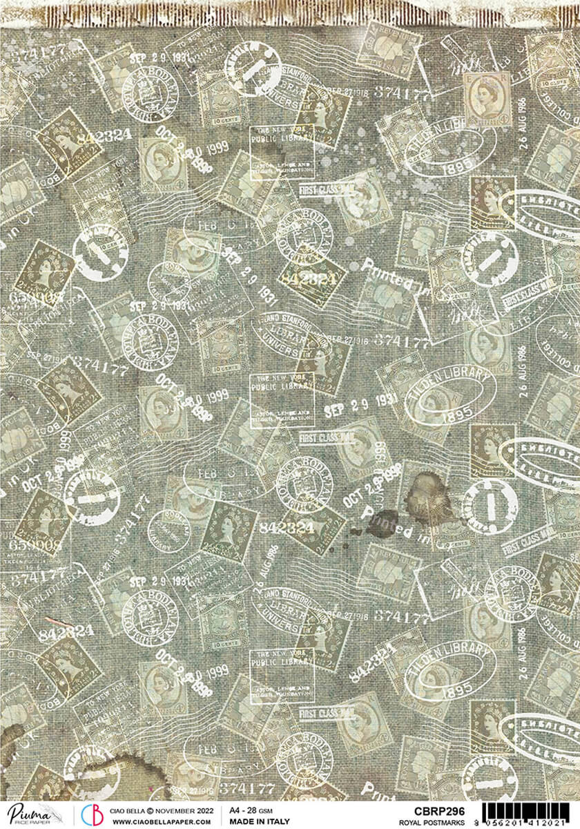 Rice Paper A4  Piuma Royal Postmarks - 5 Sheets-1