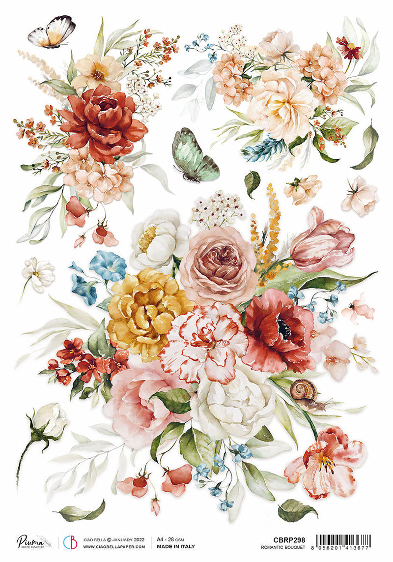 Rice Paper A4 Piuma Romantic bouquet - 5 Sheets-1