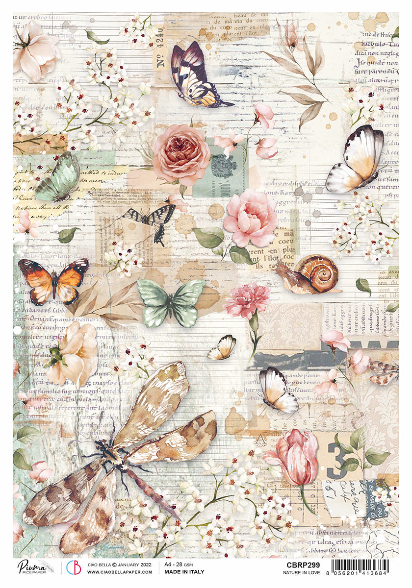 Rice Paper A4 Piuma Nature in love - 5 Sheets-1