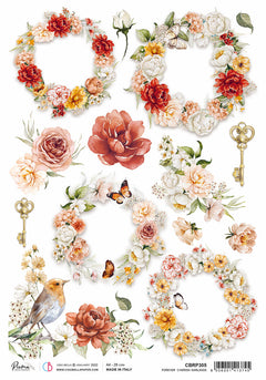 Rice Paper A4 Piuma Forever Cerish garlands - 5 Sheets-1