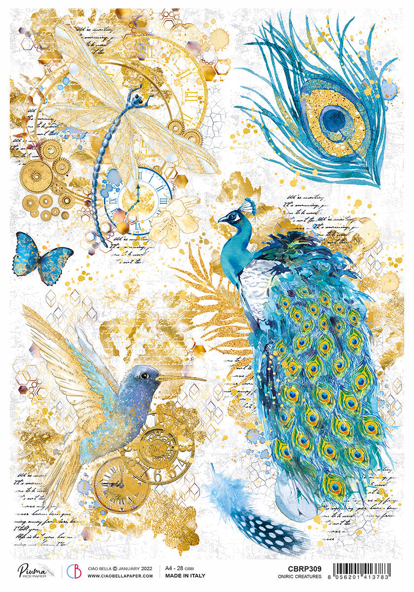 Rice Paper A4 Piuma Oniric creatures - 5 Sheets-1