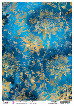 Rice Paper A4 Piuma Golden blue cobalt - 5 Sheets-1