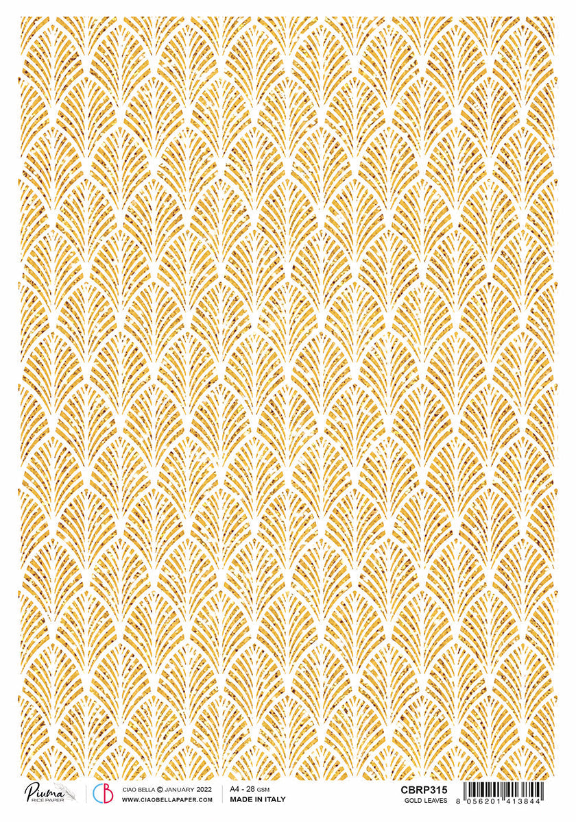 Rice Paper A4 Piuma Gold leaves - 5 Sheets-1
