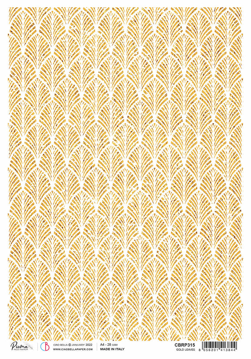 Rice Paper A4 Piuma Gold leaves - 5 Sheets-1
