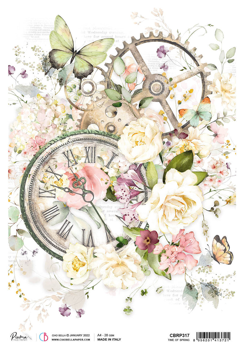 Ciao Bella Rice Paper A4 Piuma Time Of Spring - 5 Sheets-1