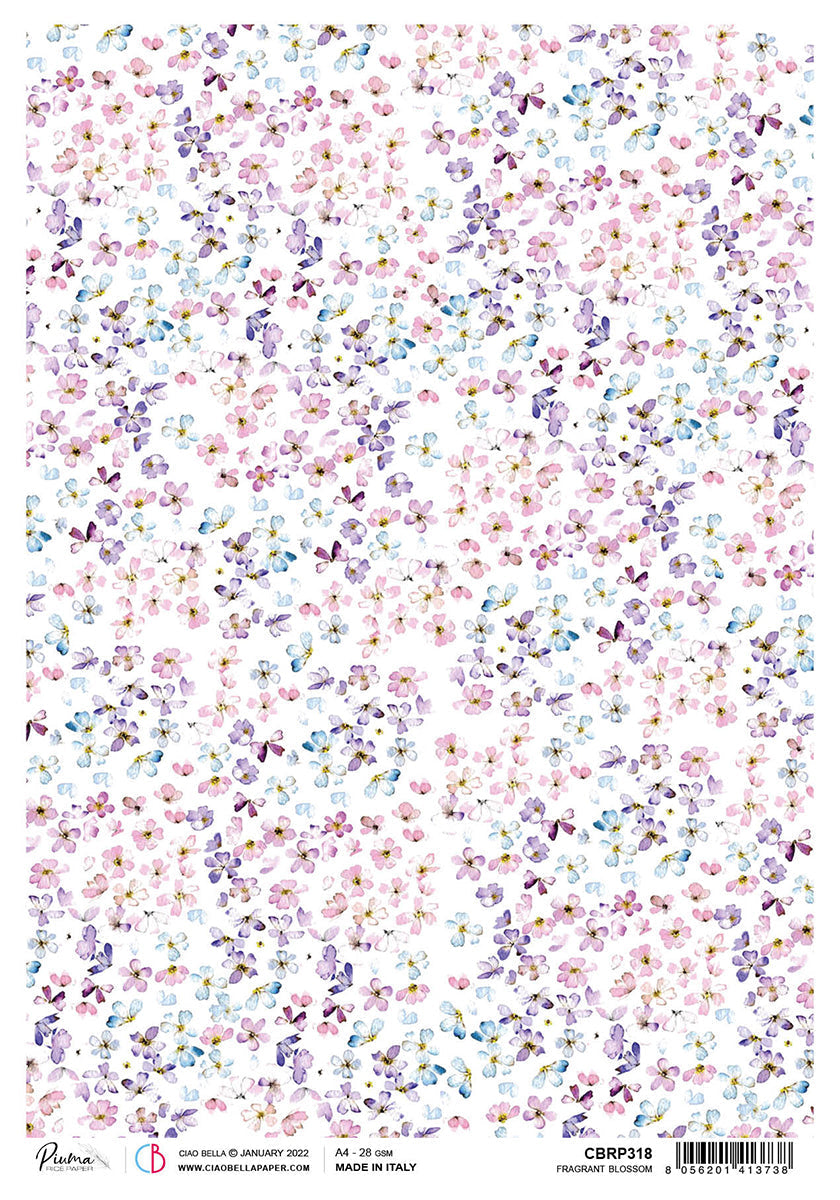 Ciao Bella Rice Paper A4 Piuma Fragrant Blossom - 5 Sheets-1
