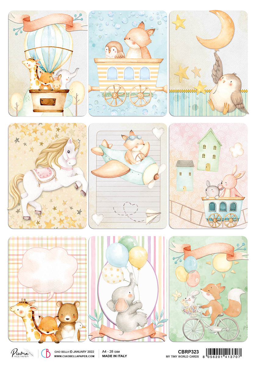Ciao Bella Rice Paper A4 Piuma My Tiny World Cards - 5 Sheets-1