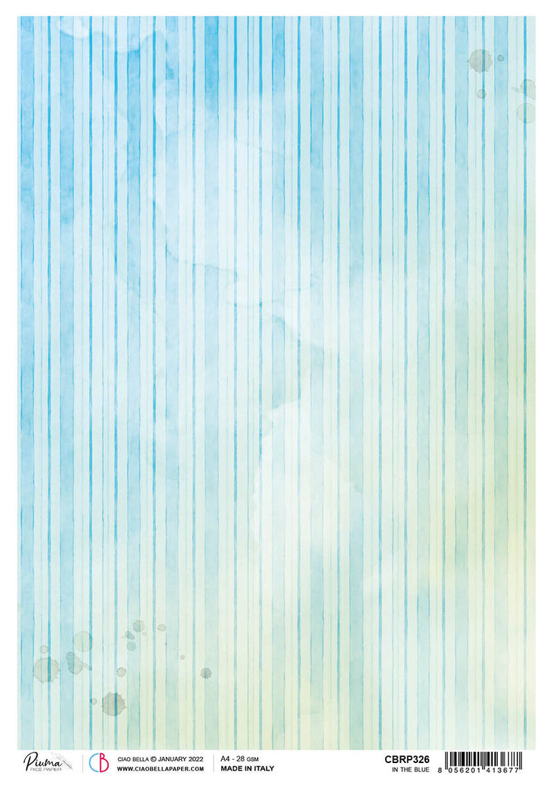 Ciao Bella Rice Paper A4 Piuma In The Blue - 5 Sheets-1