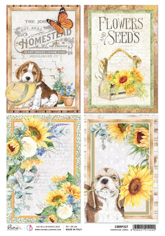 Ciao Bella Rice Paper A4 Piuma Farmhouse Cards - 5 Sheets-1
