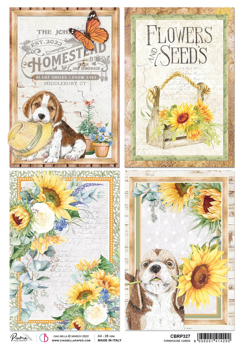 Ciao Bella Rice Paper A4 Piuma Farmhouse Cards - 5 Sheets-1