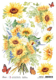 Ciao Bella Rice Paper A4 Piuma Love Blooms Here - 5 Sheets-1