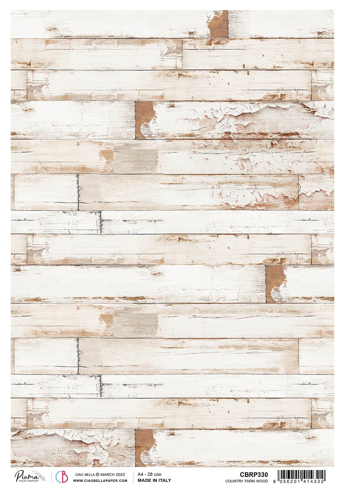 Ciao Bella Rice Paper A4 Piuma Country Farm Wood - 5 Sheets-1