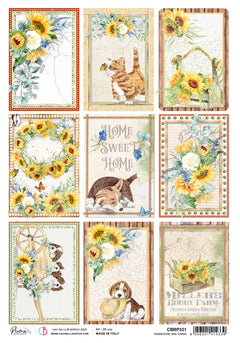 Ciao Bella Rice Paper A4 Piuma Farmhouse Mini Cards - 5 Sheets-1