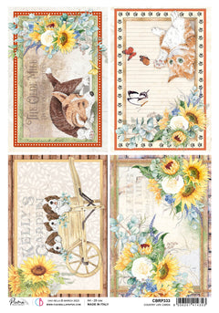 Ciao Bella Rice Paper A4 Piuma Country Life Cards - 5 Sheets-1