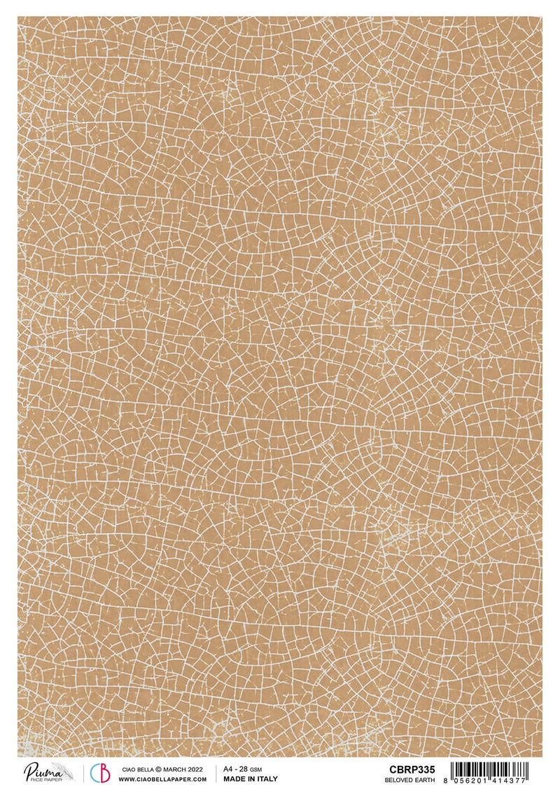 Ciao Bella Rice Paper A4 Piuma Beloved Earth - 5 Sheets-1