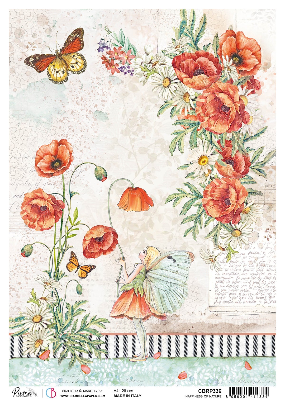 Ciao Bella Rice Paper A4 Piuma Happiness Of Nature - 5 Sheets-1