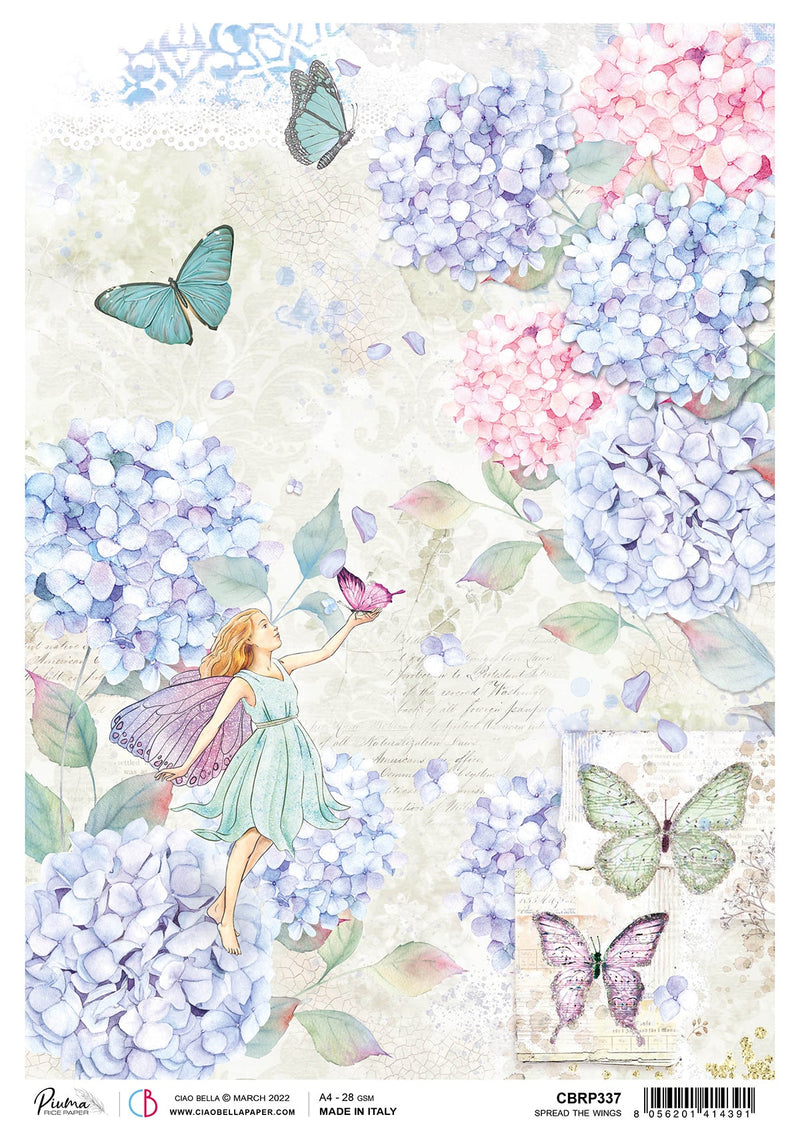 Ciao Bella Rice Paper A4 Piuma Spread The Wings - 5 Sheets-1