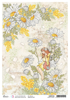 Ciao Bella Rice Paper A4 Piuma Dasies In Spring - 5 Sheets-1