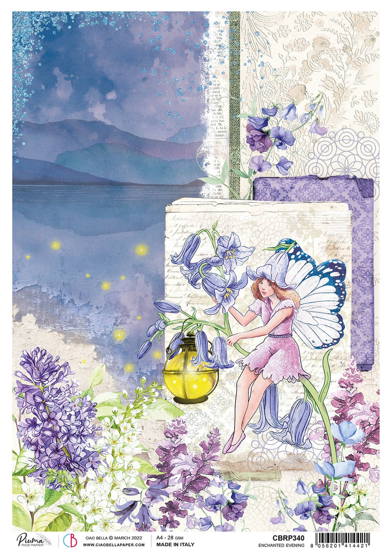 Ciao Bella Rice Paper A4 Piuma Enchanted Evening - 5 Sheets-1
