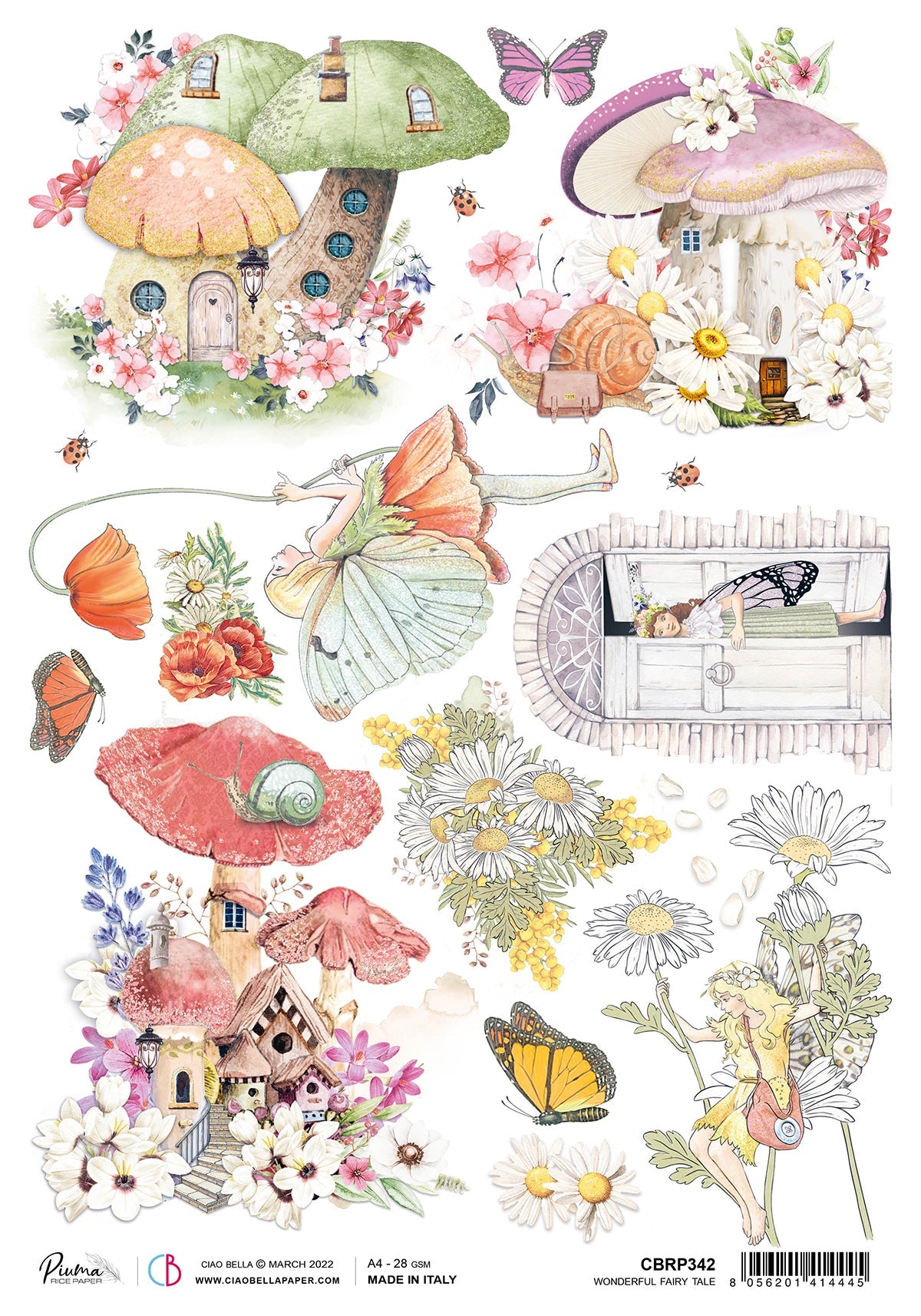 Ciao Bella Rice Paper A4 Piuma Wonderful Fairy Tale - 5 Sheets-1