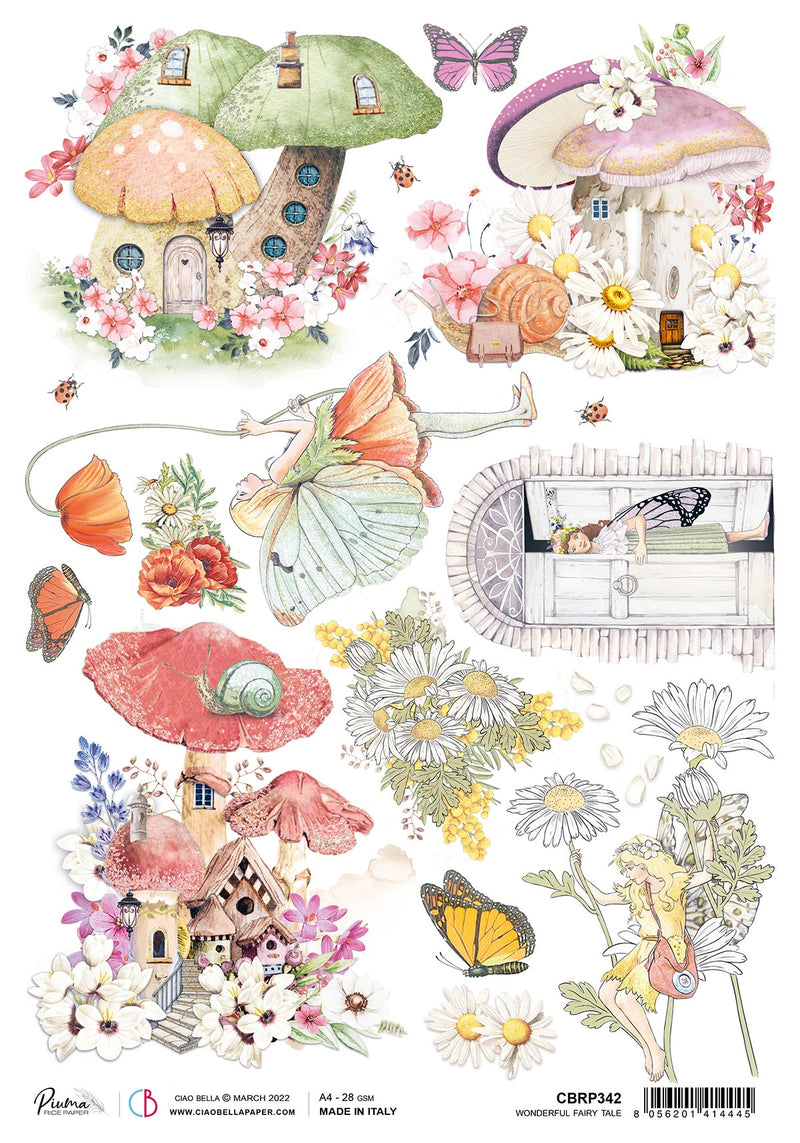 Ciao Bella Rice Paper A4 Piuma Wonderful Fairy Tale - 5 Sheets-1