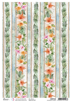 Ciao Bella Rice Paper A4 Piuma Blossomed Flowers - 5 Sheets-1