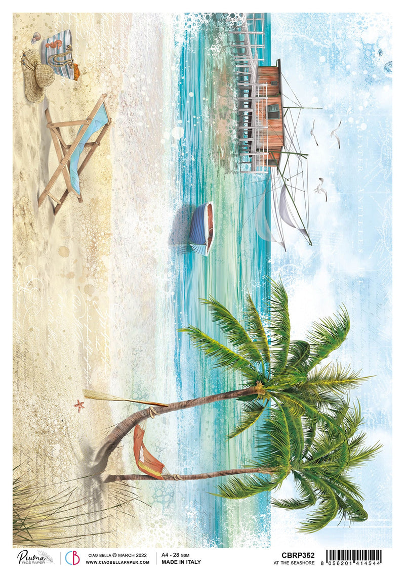 Ciao Bella Rice Paper A4 Piuma At The Seashore - 5 Sheets-1