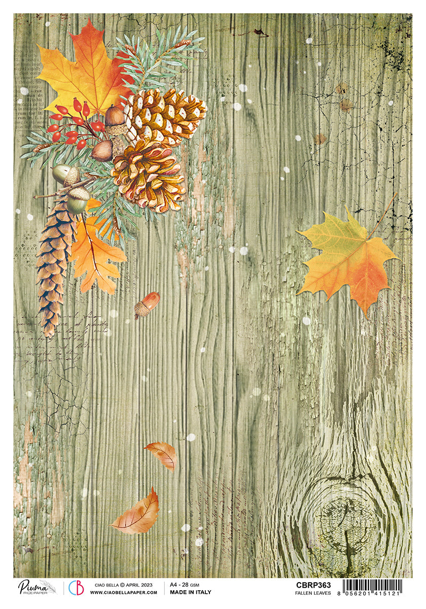 Ciao Bella Rice Paper A4 Piuma Fallen Leaves - 5 Sheets-1