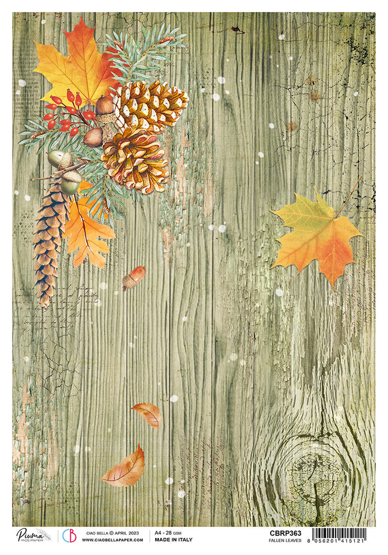 Ciao Bella Rice Paper A4 Piuma Fallen Leaves - 5 Sheets-1