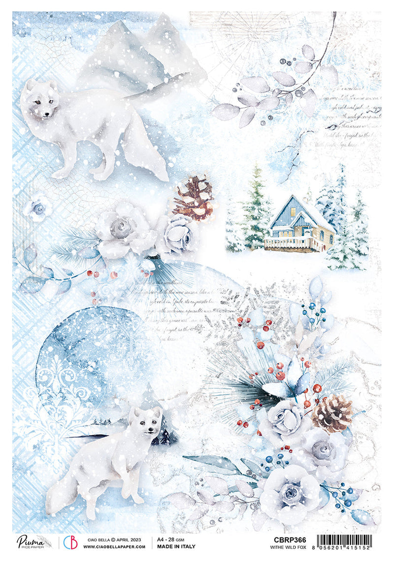 Papel de arroz Ciao Bella A4 Piuma White Wild Fox - 5 hojas-1