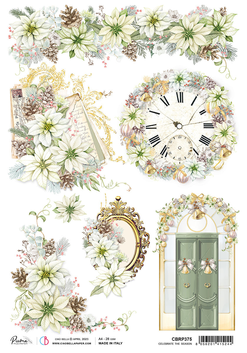 Papel de arroz Ciao Bella A4 Piuma Celebrate The Season - 5 hojas