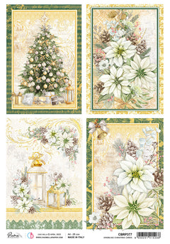 Ciao Bella Rice Paper A4 Piuma Sparkling Christmas Cards - 5 Sheets-1