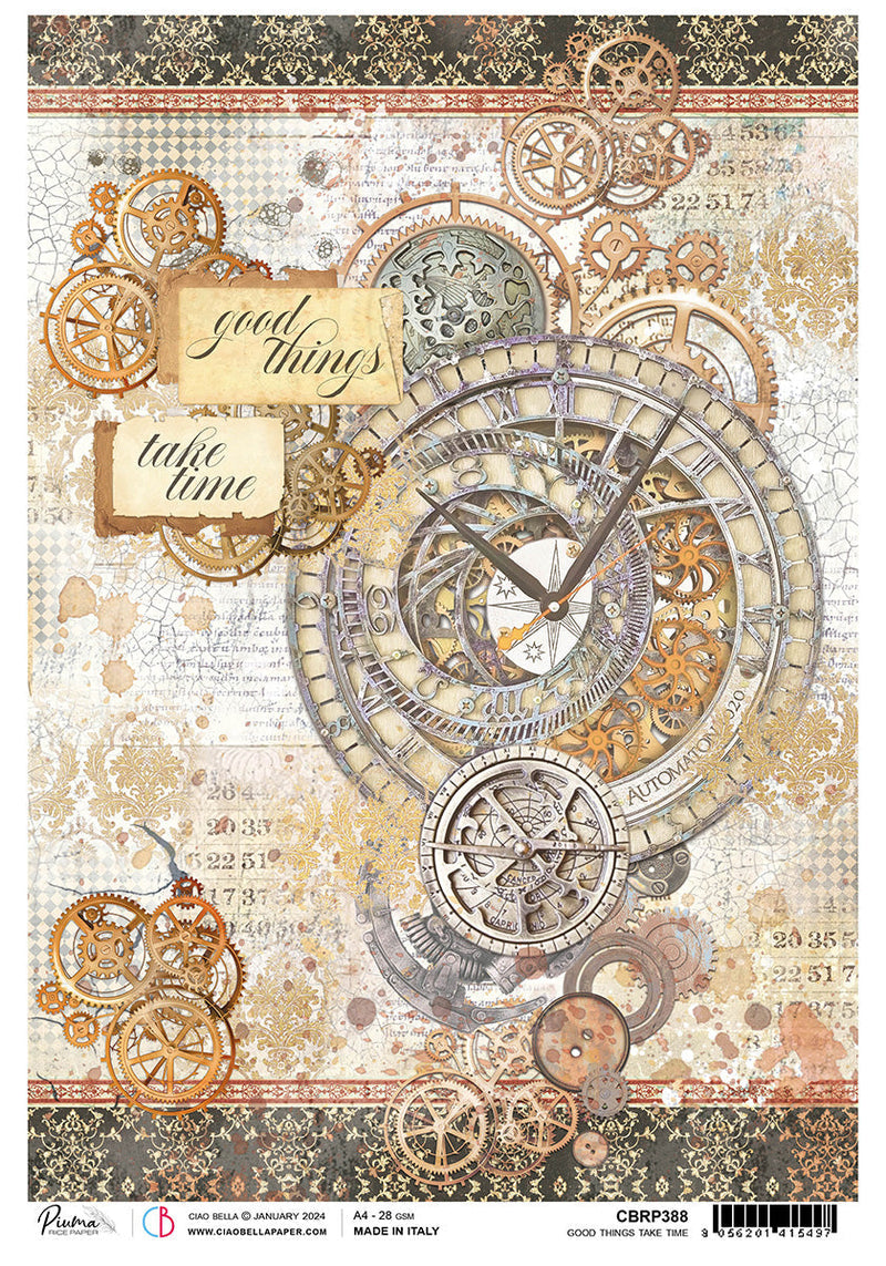 Rice Paper A4 Piuma Good Things Take Time - 5 Sheets-1