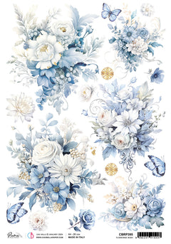 Papier de riz A4 Piuma Buisson fleuri - 5 feuilles-1