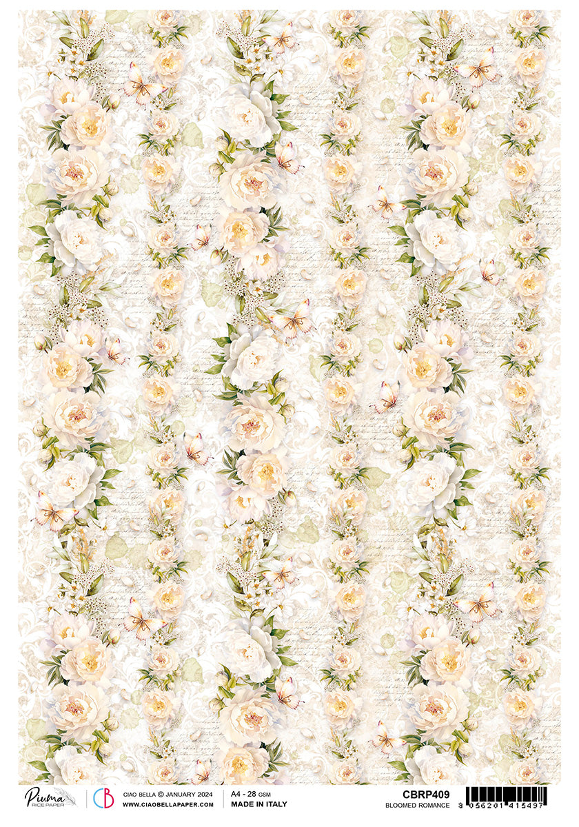 Rice Paper A4 Piuma Bloomed Romance - 5 Sheets-1
