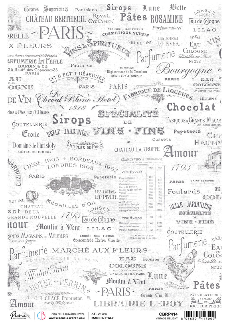 Rice Paper A4 Piuma Vintage Delight - 5 Sheets-1