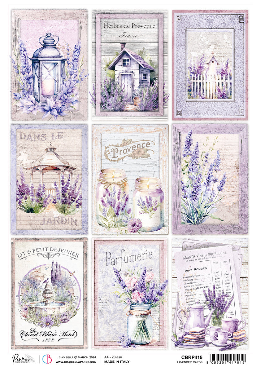 Rice Paper A4 Piuma Lavander Cards - 5 Sheets-1