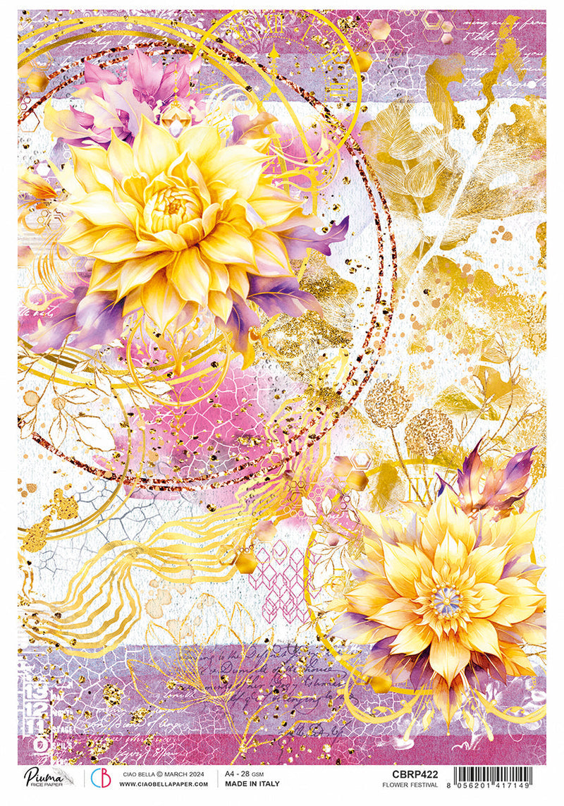 Rice Paper A4 Piuma Flower Festival - 5 Sheets-1