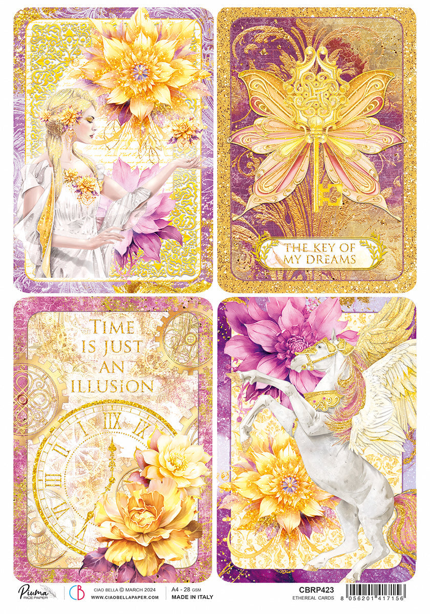 Rice Paper A4 Piuma Ethereal Cards - 5 Sheets-1